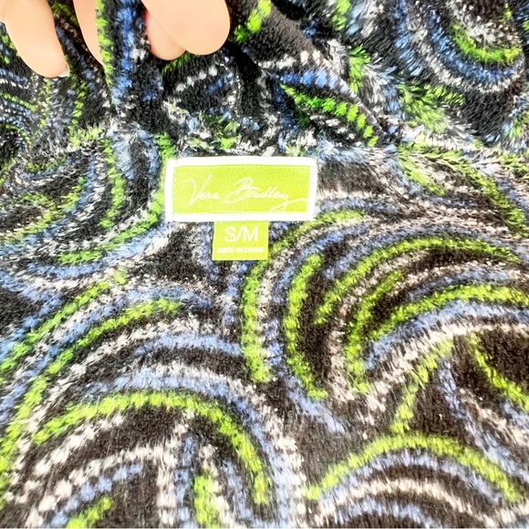 Vera Bradley Green and Blue Paisley Swirl Velour Robe S/M - Picture 4 of 4